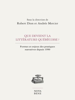 cover image of Que devient la littérature québécoise ?